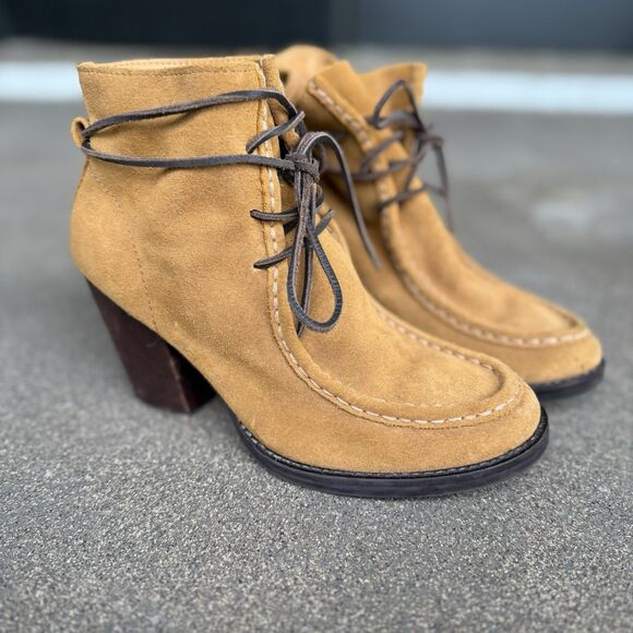 Latigo Frieda Block Heel Lace Up Booties Ankle Boots Suede Women’s 6 1/2 Boho - Picture 1 of 5